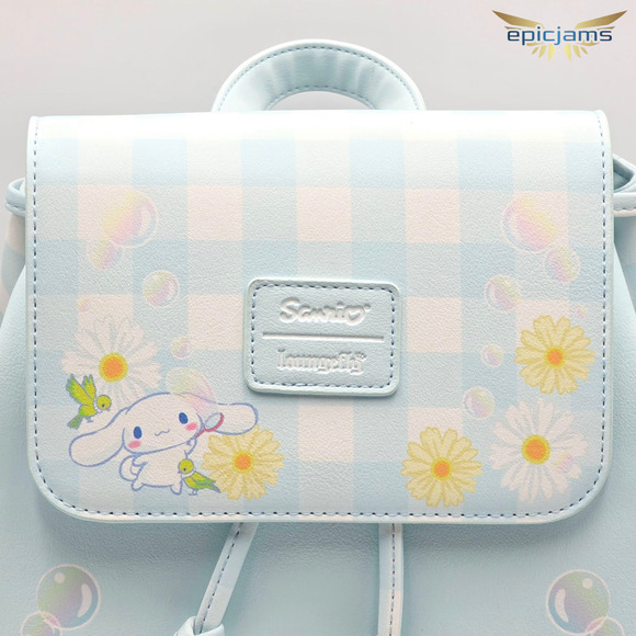 Loungefly Sanrio Cinnamoroll Daisy Gingham Blue Slouch Mini Backpack Bag New - Picture 6 of 6